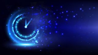 Abstract time machine and polygon hi-tech background. Data digital clock of head-up display interface. 