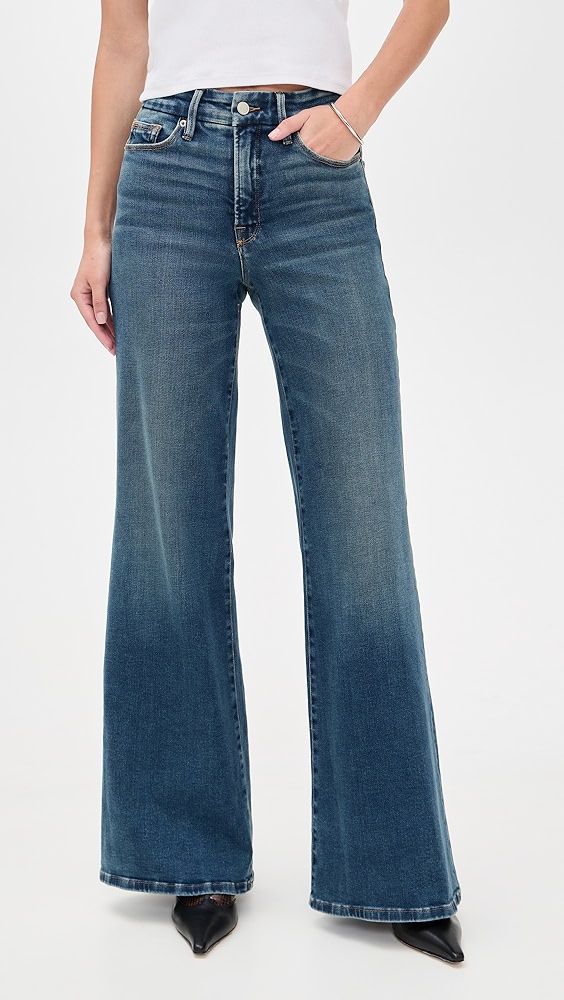 Good American Soft Tech Good Waist Palazzo Jeans
