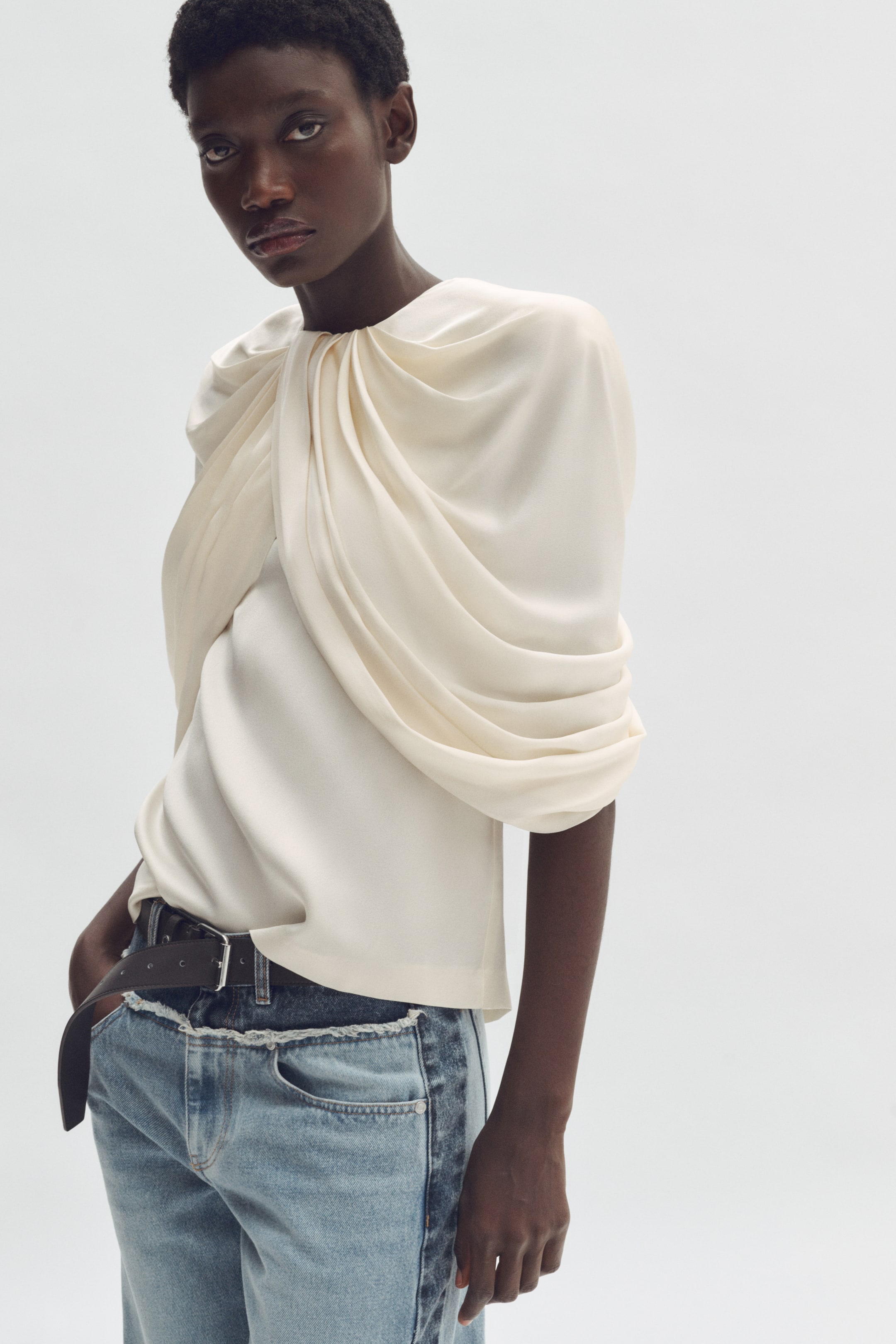 Draped Satin Top