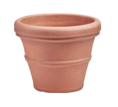 Crescent Garden Brunello Planter, Classic Rolled-Rim Plant Pot, Indoor/outdoor Weather-Safe Pot, Plastic, 20-Inch (terracotta-Color)