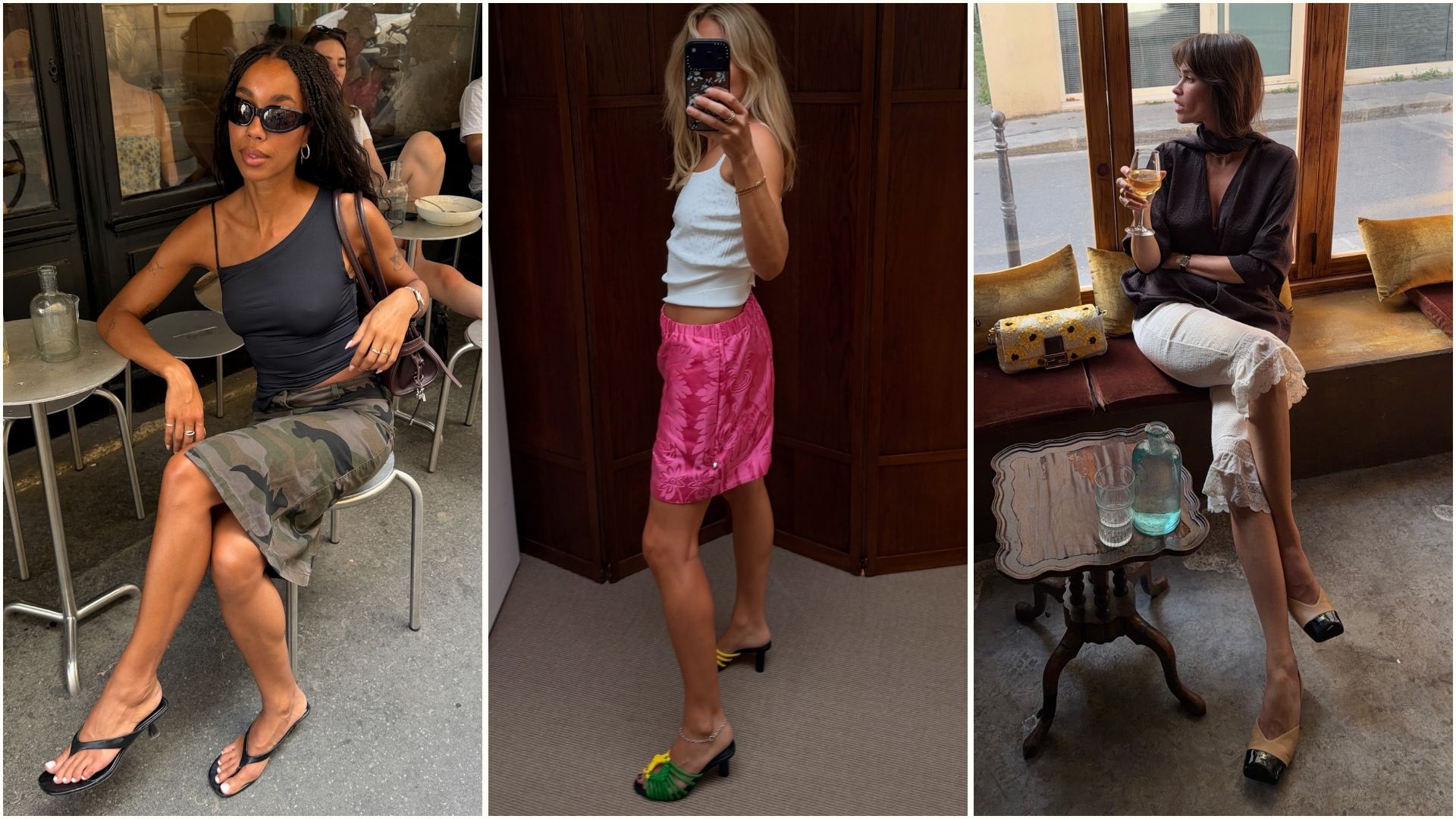 A collage of the chicest long shorts summer outfits. 