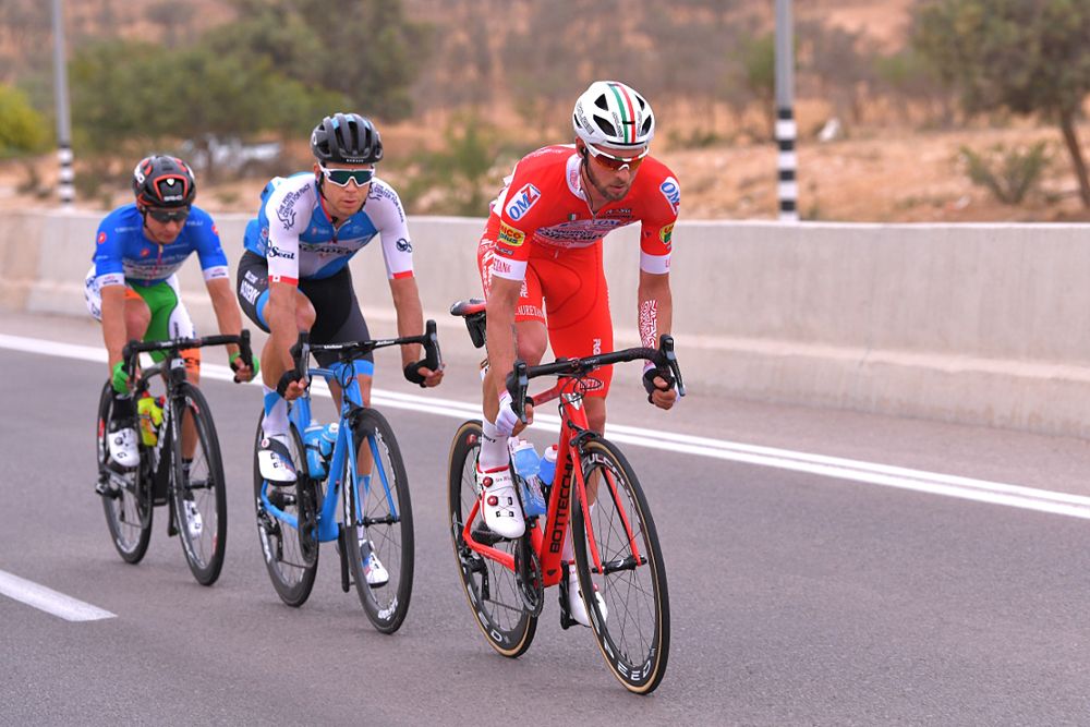 Marco Frapporti of Italy and Team Androni Giocattoli-Sidermec / Guillaume Boivin of Canada and Team Israel Cycling Academy / Enrico Barbin of Italy and Team Bardiani CSF Blue Mountain Jersey