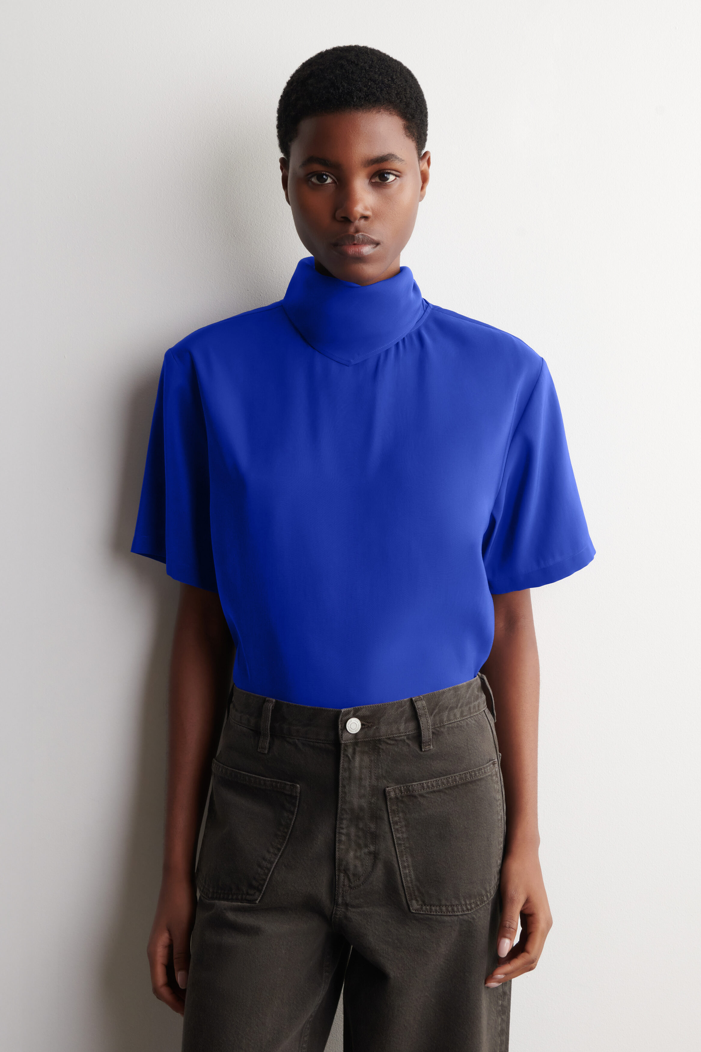 Draped Scarf-Detail Top