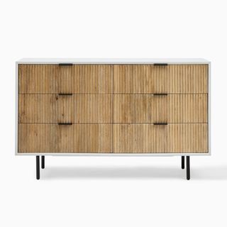 wood and white dresser from west elm