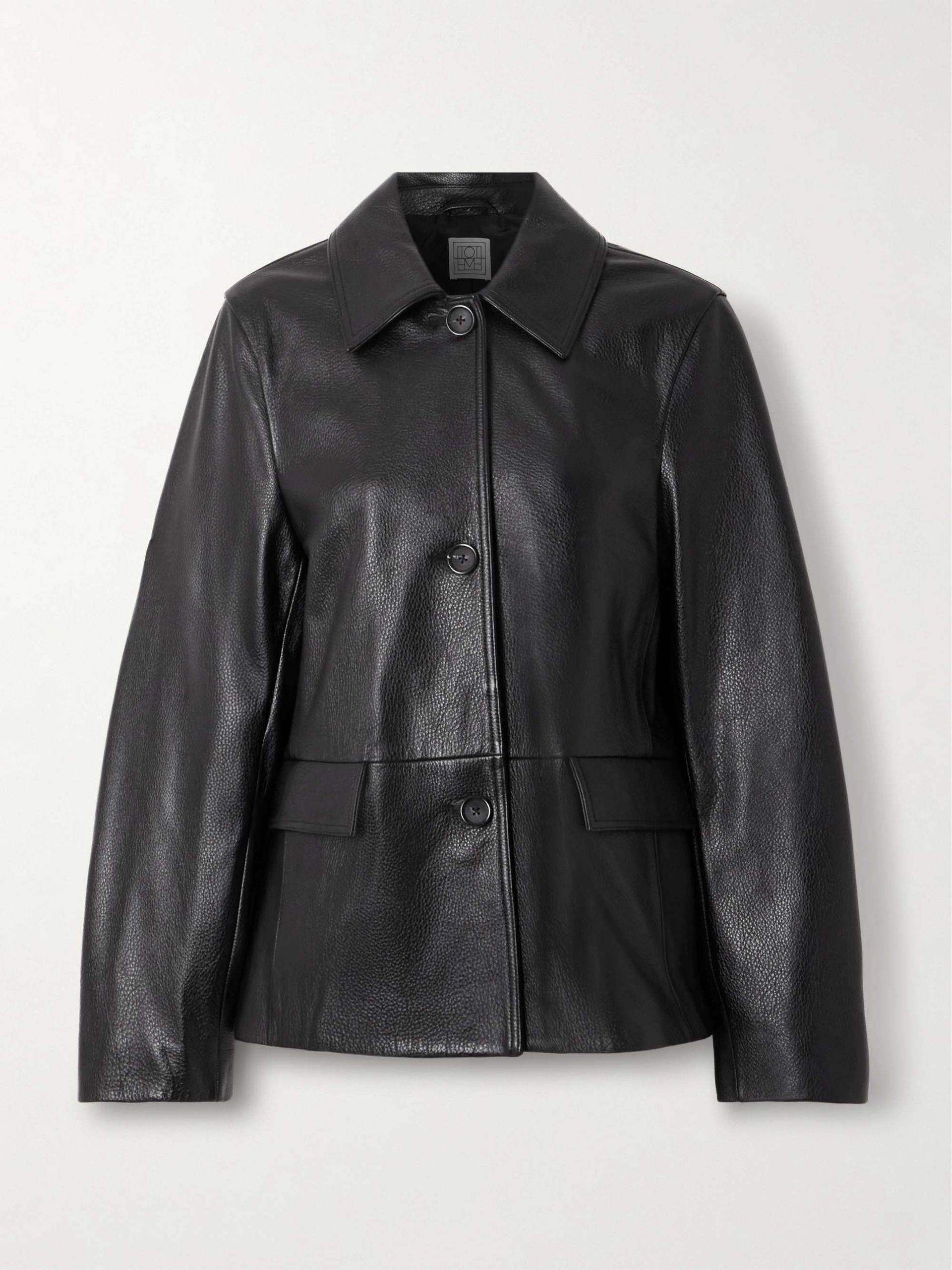 Paneled Textured-Leather Jacket