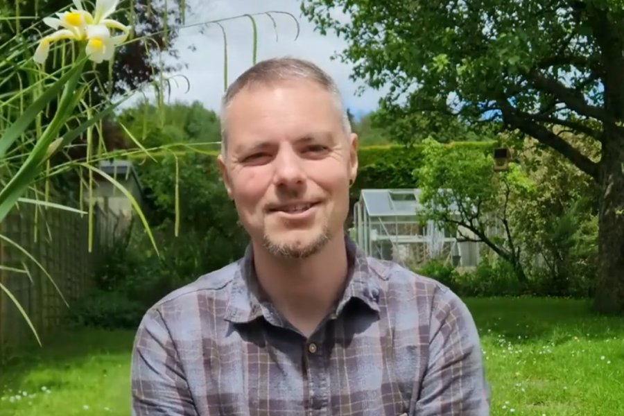 Rich New in photo in garden after installing solar panels in his property.