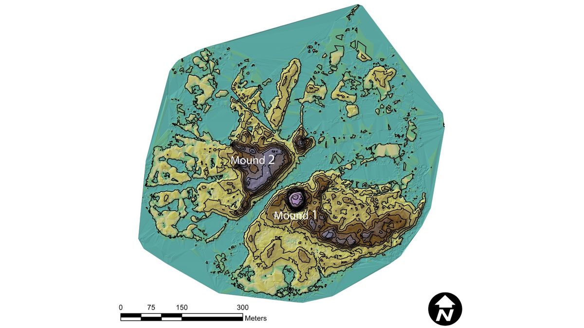 A lidar map showing the geography and location of Mount Key on Florida&#039;s Gulf Coast.