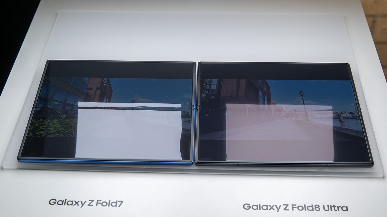 Comparing the Samsung Galaxy Z Fold 7 with the Z Fold 8 Ultra at a hands-on event
