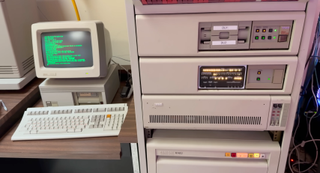 Dave Plummer's DEC RA82 disc drive connected to a DEC PDP-11/73
