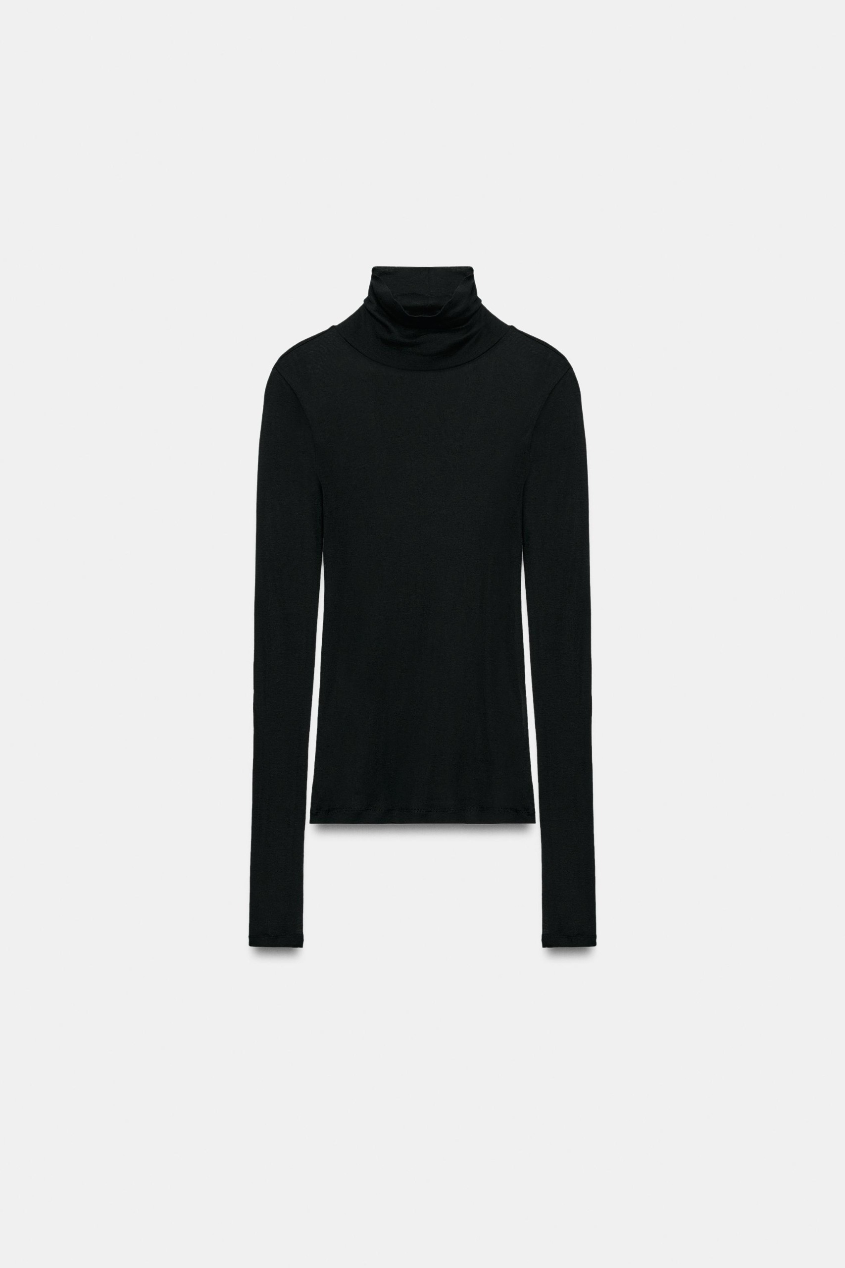 ZARA, Supima&amp;reg; High Neck T-Shirt - White - S