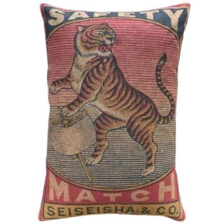 Vintage pink pillow with tiger