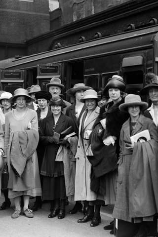 British Women's Team at a Train Station in London ahead of departure for the first ever International Track Meet for Women 1922