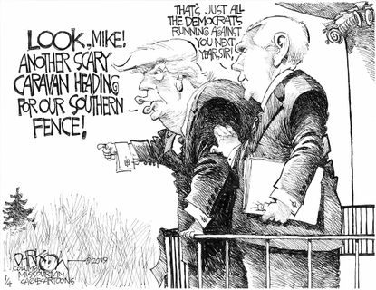 Political cartoon U.S. Trump Mike Pence democrats 2020 campaign