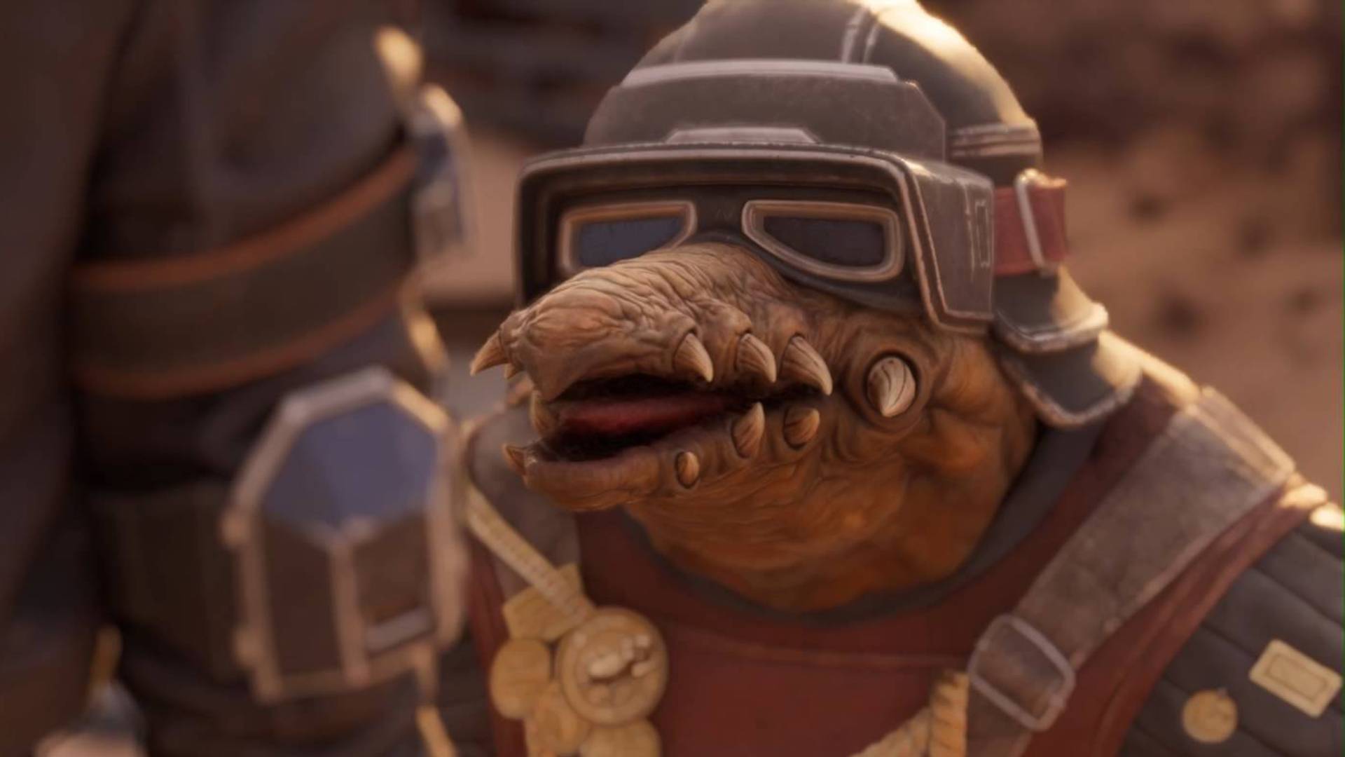 Star Wars Galactic Racer Biddy Blas talking to Shade.