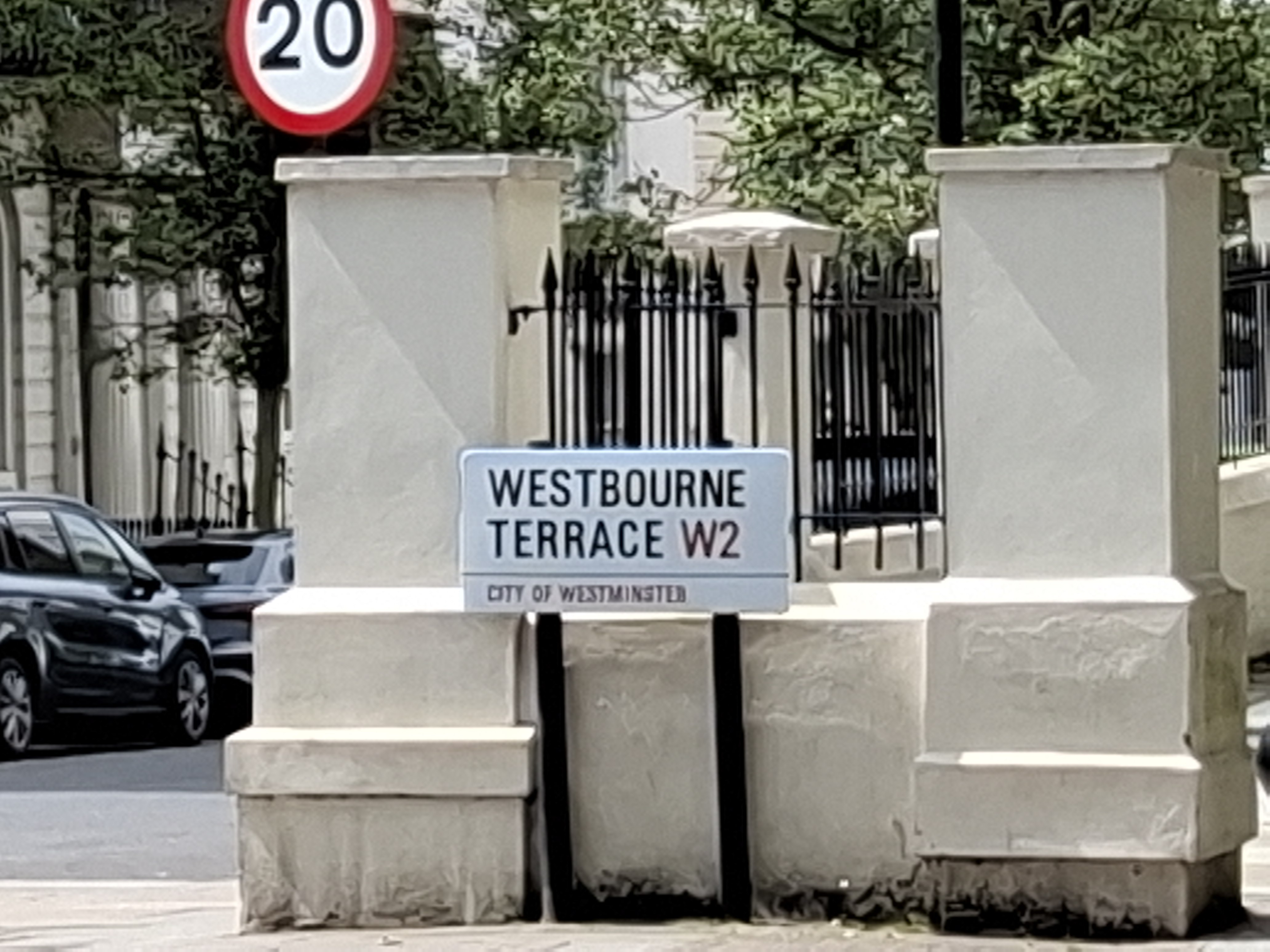 A street sign reading "Westbourne Terrace"