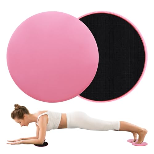 2pack Gliding Discs, Dual Sided Core Sliders Core Sliding Discs Exercise Slider Ultimate Core Trainer Gym Home Abdominal Total Body Workout Gliders Gym Use on Carpet Hard Floor for Women Men (pink)