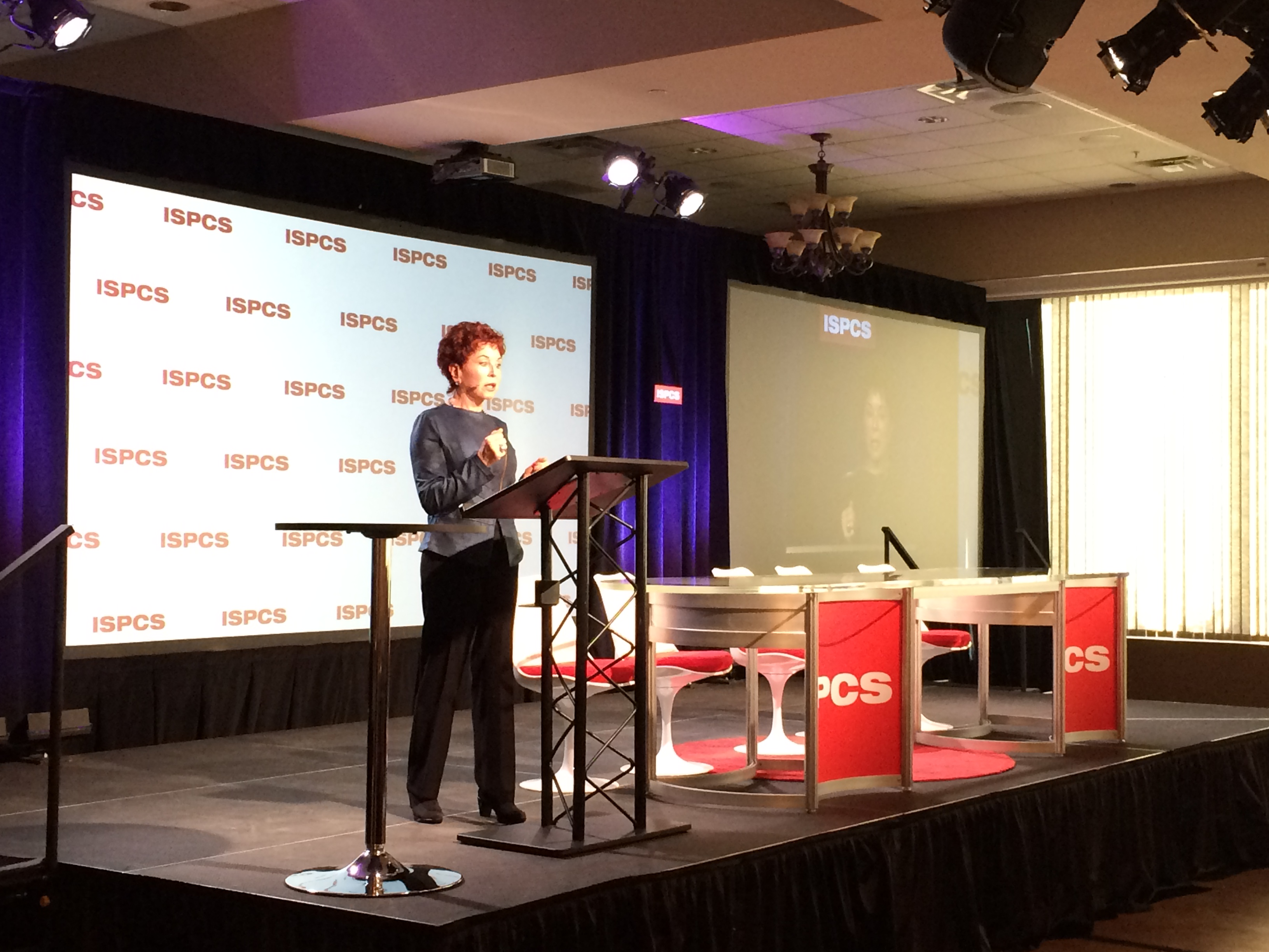 Patricia Hynes, chair of the International Symposium for Personal and Commercial Spaceflight, speaks during the 2015 conference in Las Cruces, New Mexico.