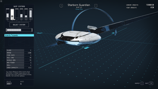 Starfield Starborn Guardian free ship with its stays displayed