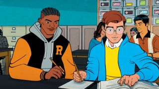 Lonnie Lincoln and Peter Parker work in class on Your Friendly Neighborhood Spider-Man