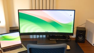An HP Z34c G3 monitor sitting on a desk