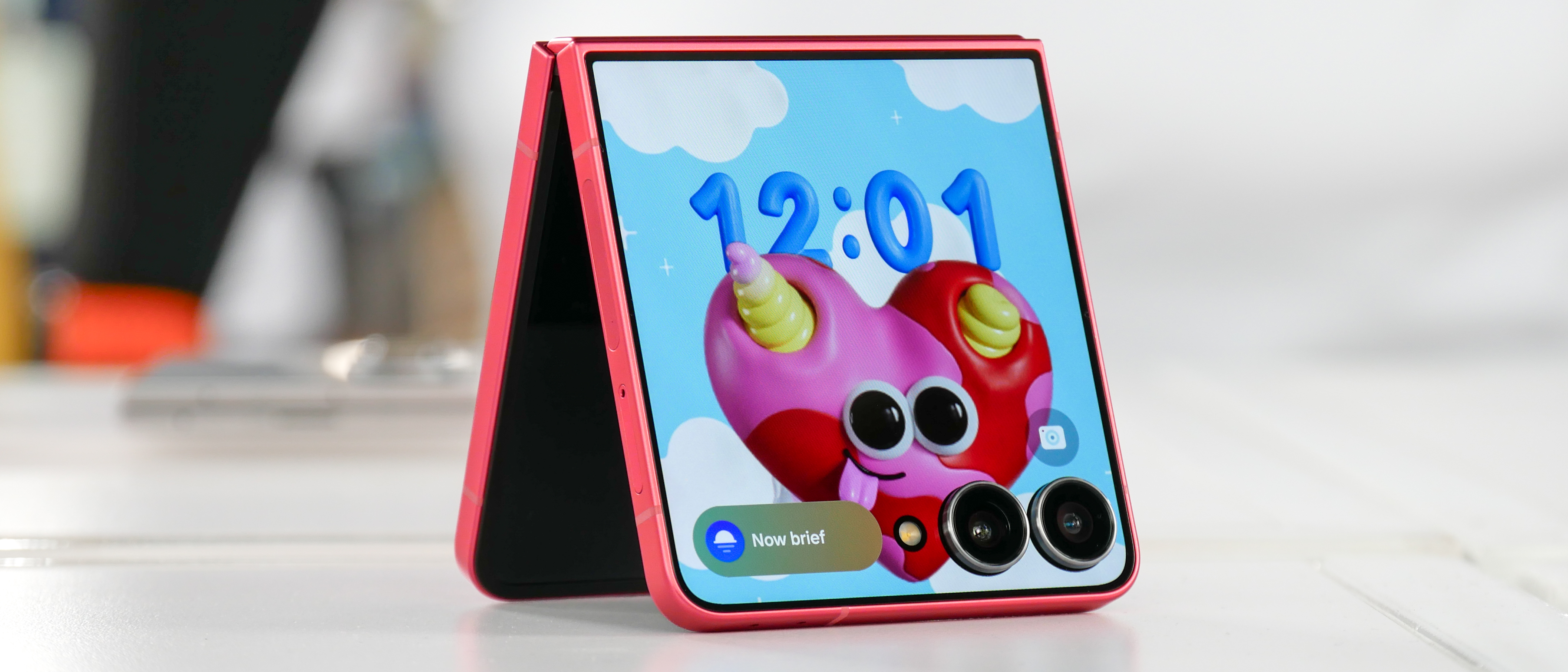 Samsung Galaxy Z Flip 7 held in the hand.
