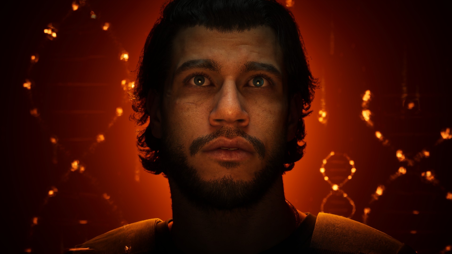 Jacob Diaz is surrounded by DNA in MindsEye