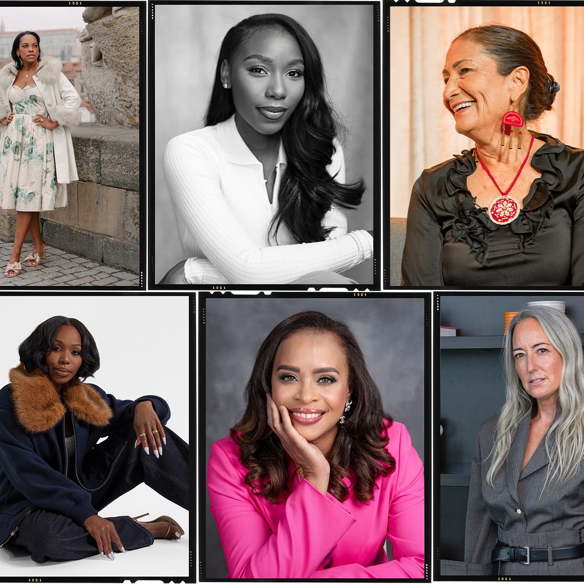 A collage of professional women, including Representative Sarah McBride, Deb Haaland, and Katie Sturino