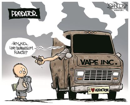 Editorial cartoon U.S. vaping youth addiction