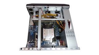 A photograph of the Qnap TS-h1290FX's internal layout