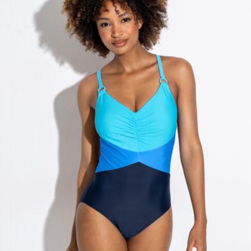 trio of blues in a swimsuit