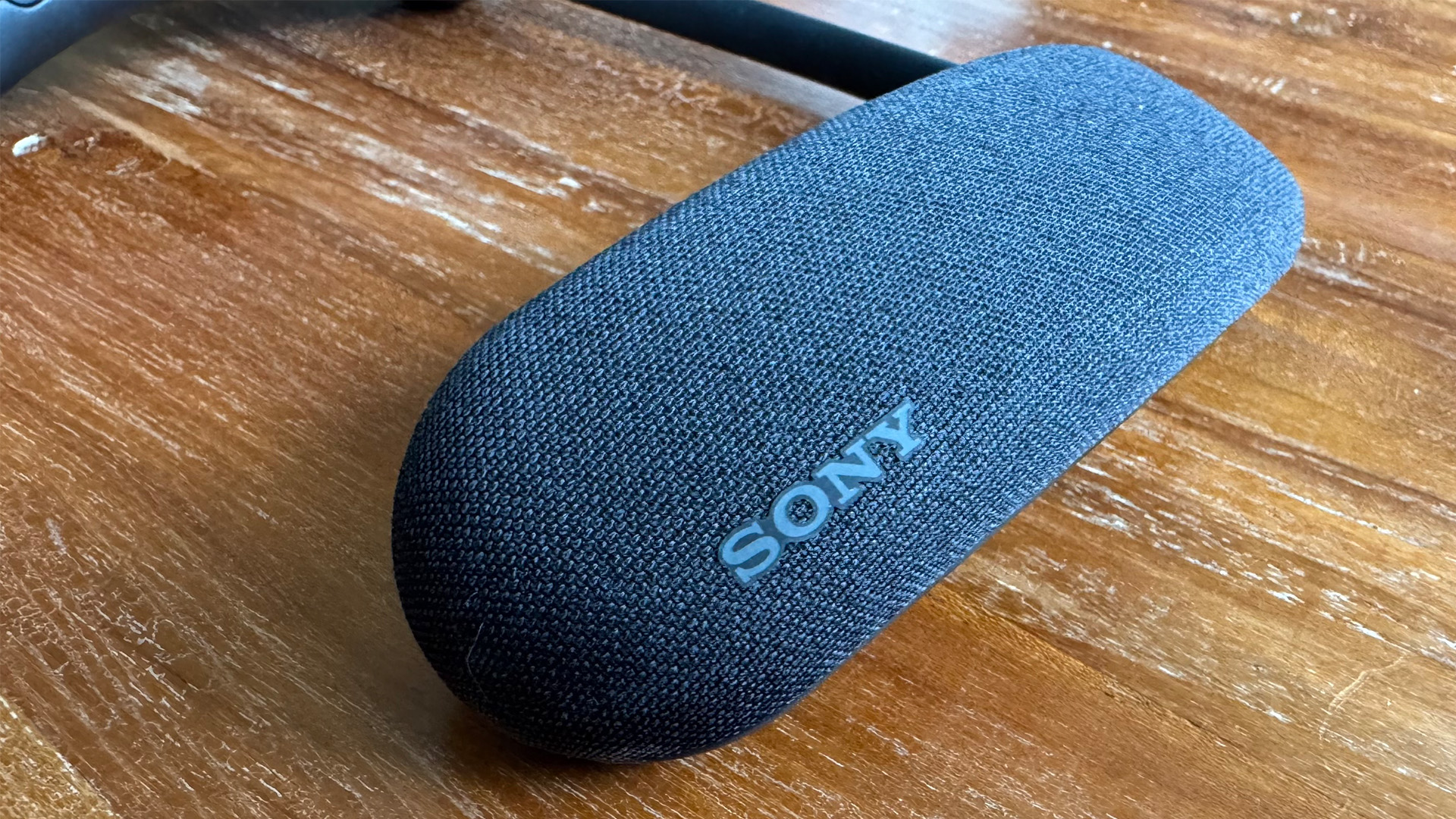 Sony Bravia Theatre U personal audio system on wooden floor showing Sony logo