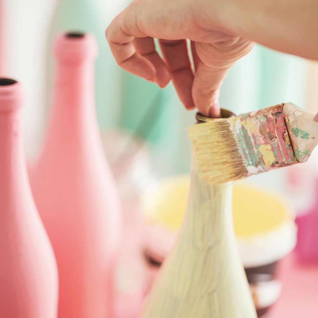How to paint recycled glass bottles for an easy DIY job | Ideal Home