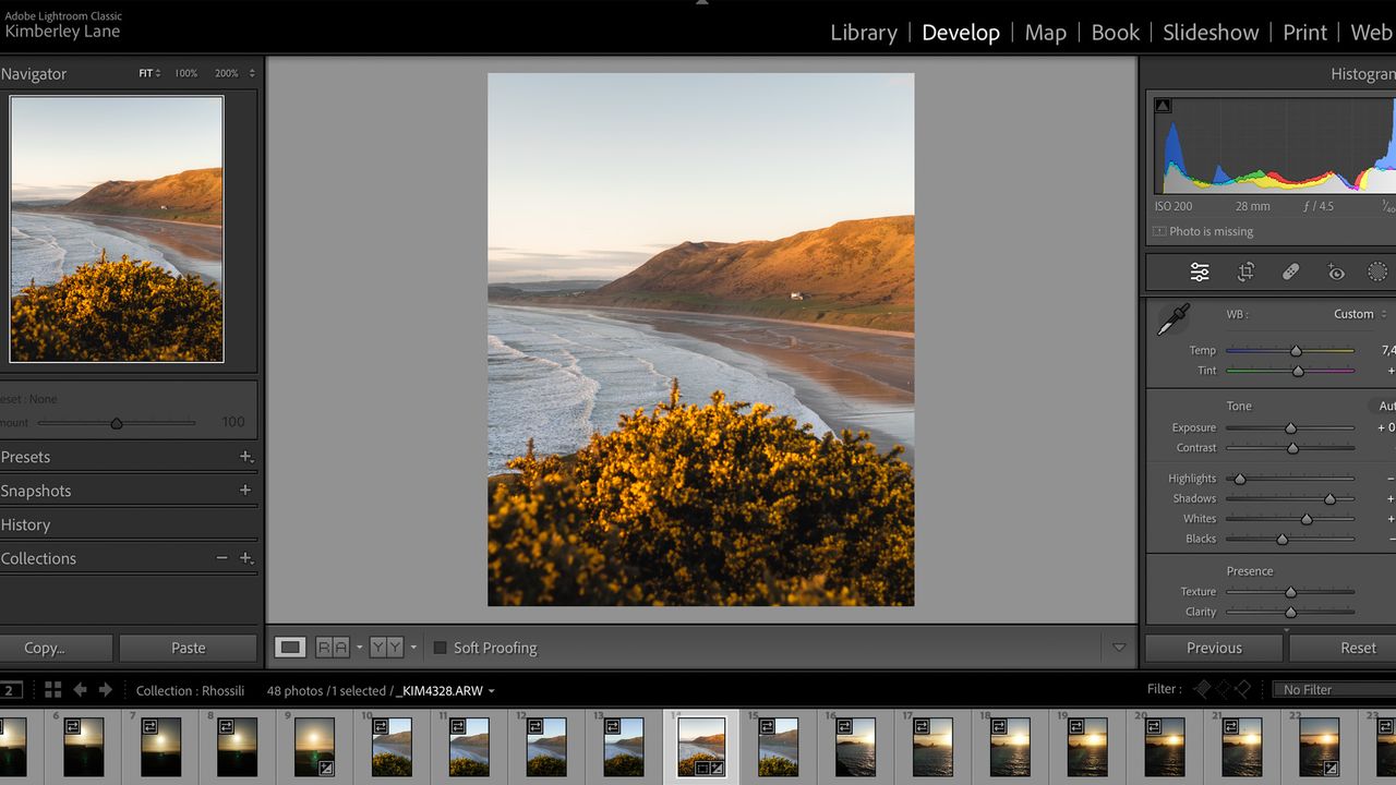 Image being edited in Lightroom