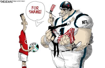 Editorial cartoon U.S. NFL FIFA