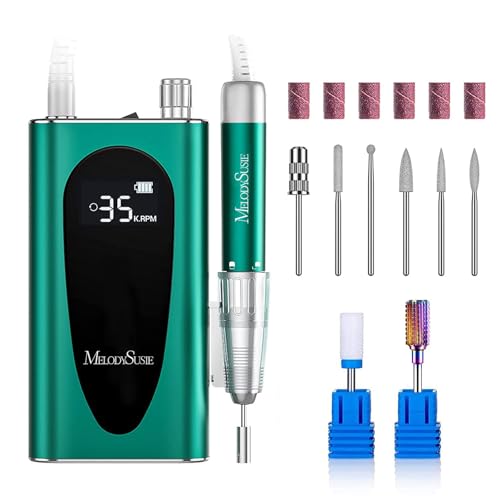 Melodysusie Professional Clip-On High-Efficiency Nail Drill, Mm400c 35000rpm Rechargeable Electric File With Lightweight Handpiece for All Manicure Shaping, Polishing, Gel Removal &amp; Salon Use