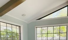 Painted white trim on living room ceiling
