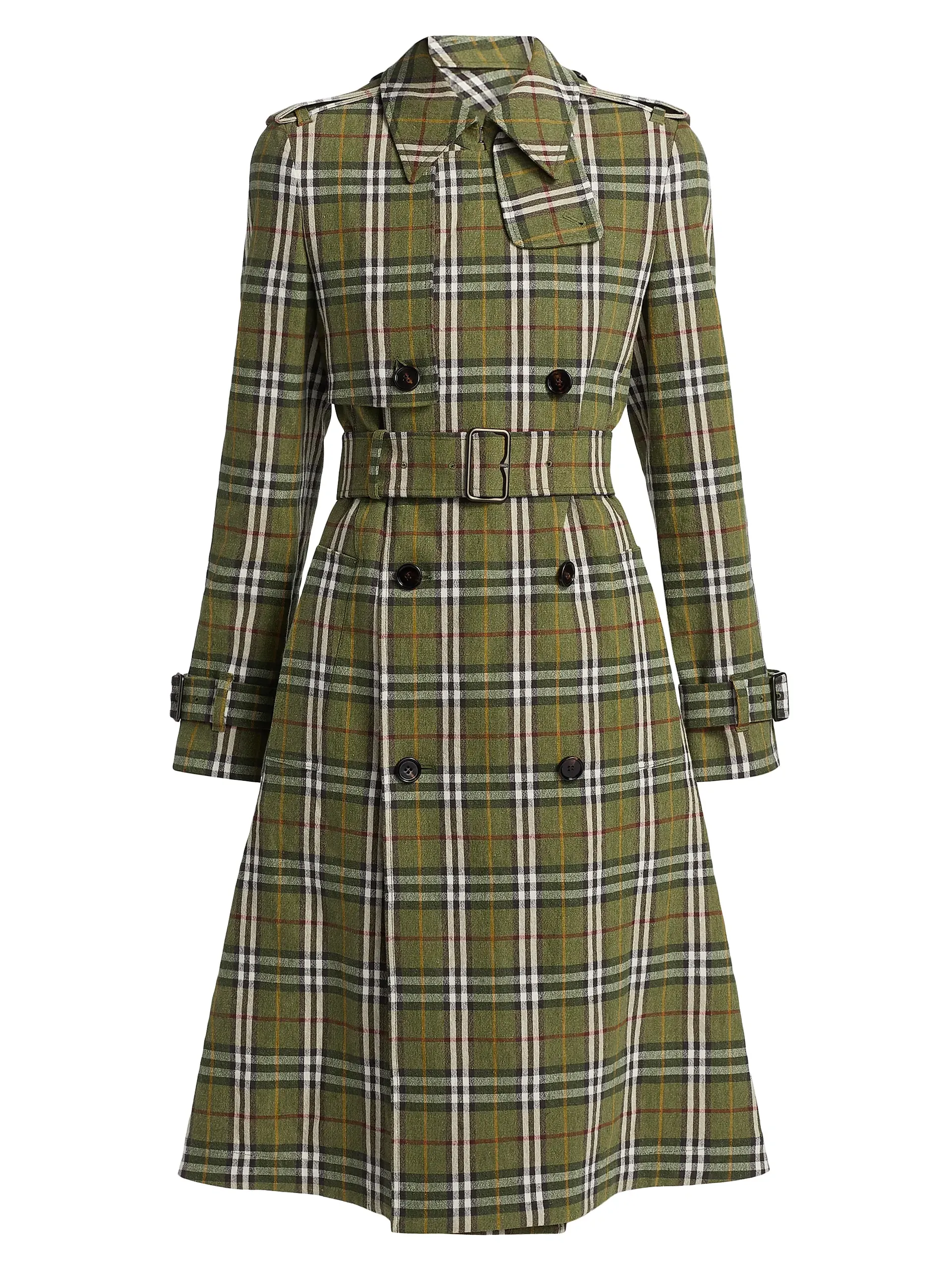 Check Linen Trench Coat