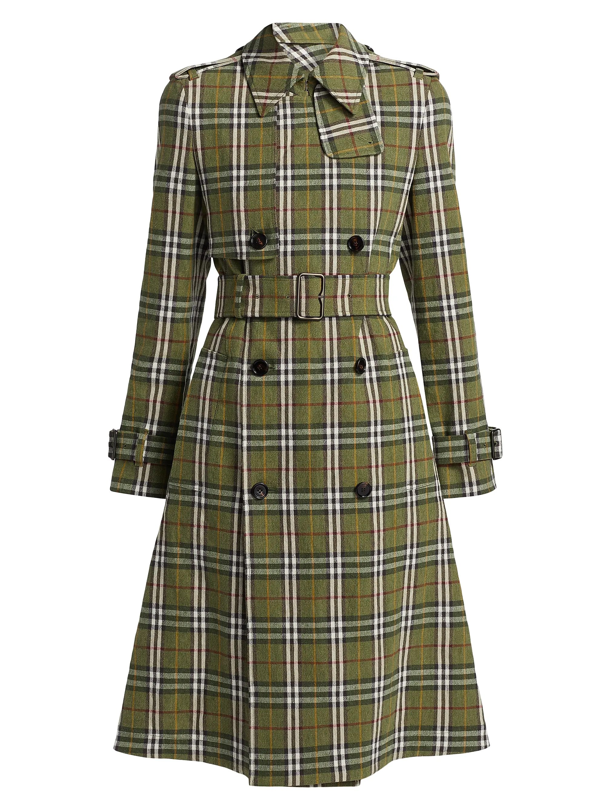 Check Linen Trench Coat