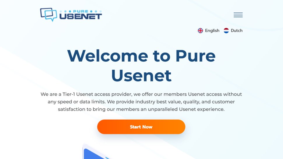 Pure Usenet website screenshot (September 2025).