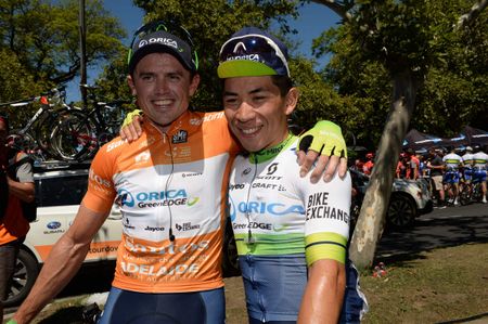 Winners are grinners, Simon Gerrans with Caleb Ewan (Orica-GreenEdge)