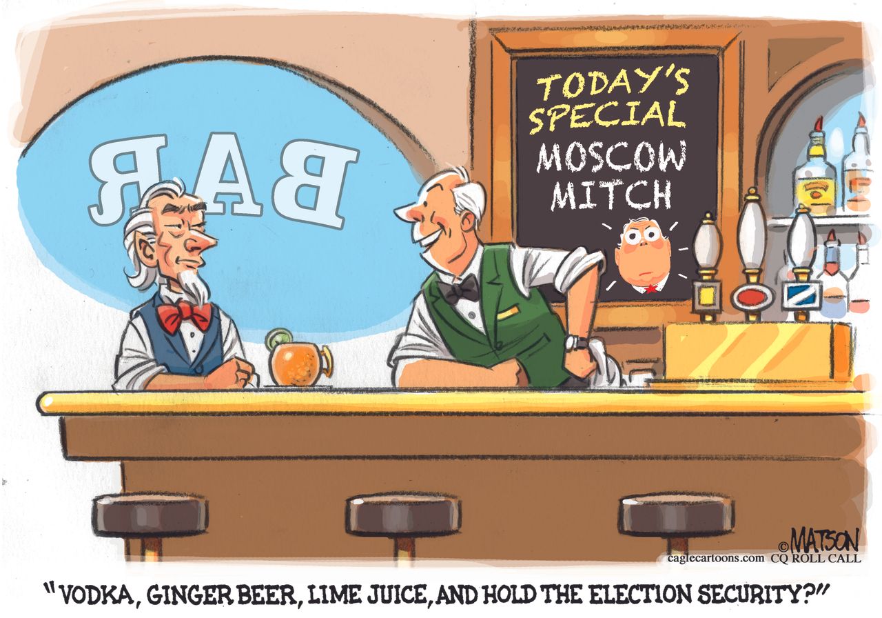 Political Cartoon U.S. Moscow Mitch Election Security