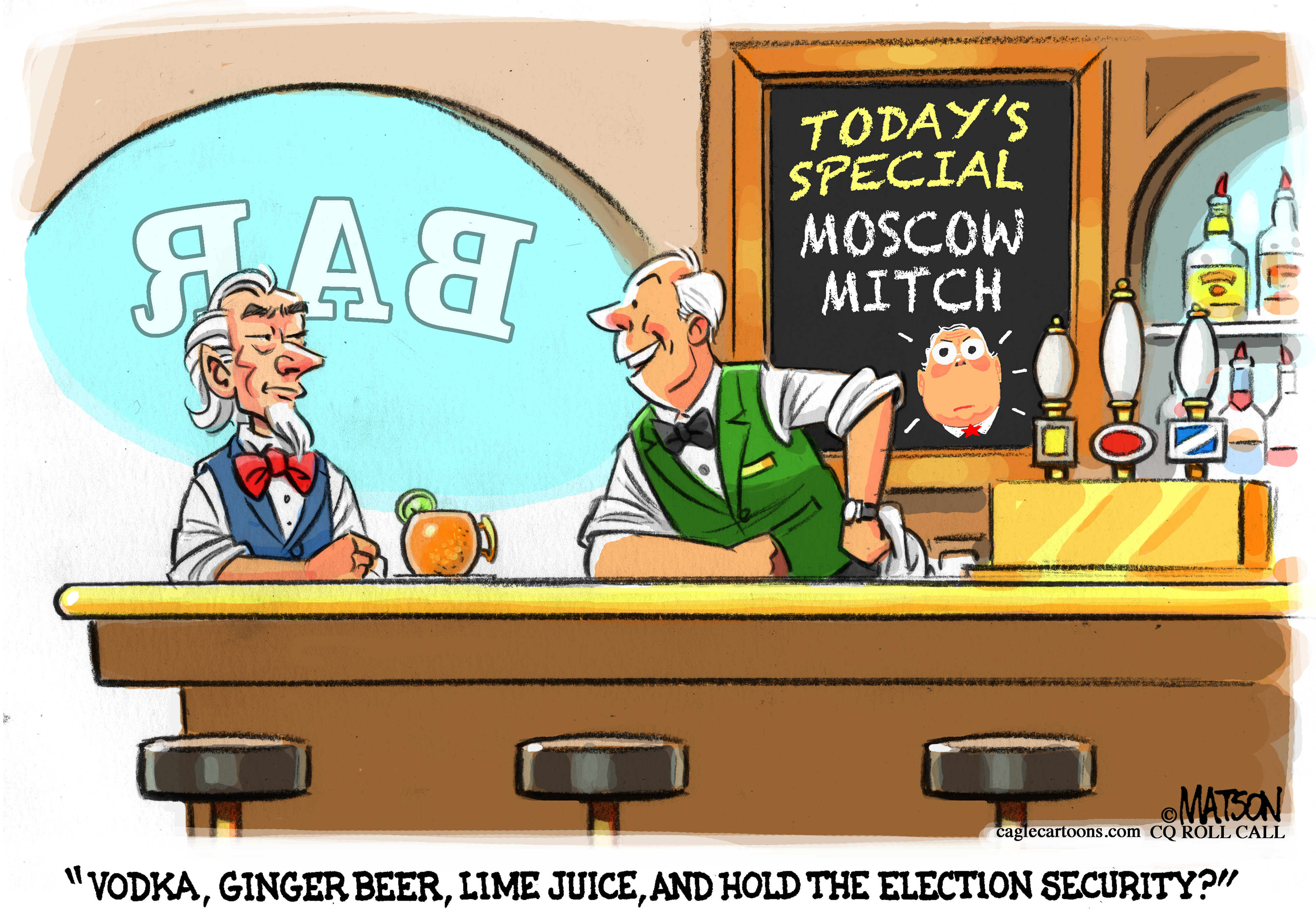 Political Cartoon U.S. Moscow Mitch Election Security