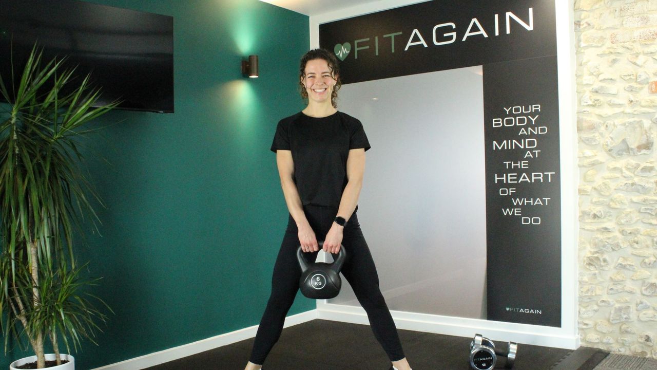 Personal trainer Alanah Bray with her kettlebell