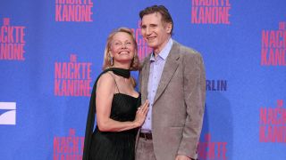 BERLIN, GERMANY - JULY 24: US actress Pamela Anderson and british-irish actor Liam Neeson attend the Berlin premiere of the movie "The Naked Gun" (German Title: Die Nackte Kanone) at UCI Luxe East Side Gallery on July 24, 2025 in Berlin, Germany.