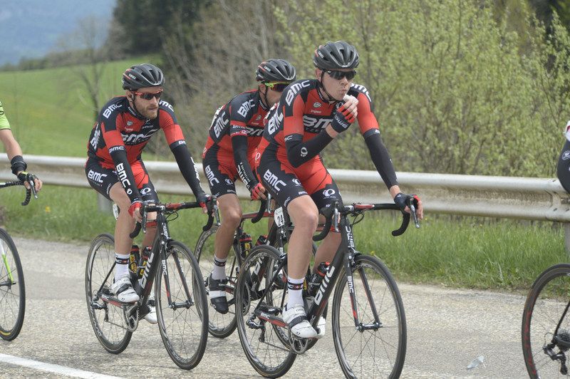Campbell Flakemore (BMC) having a mid-race bite to eat