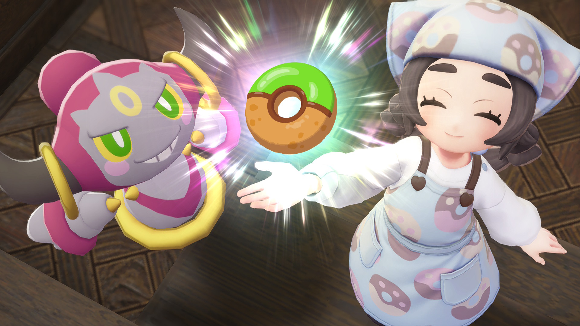 Screenshots from Pokémon Legends: Z-A Mega Dimension showing Ansha and Hoopa