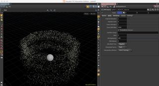 Houdini interface with emitting particles scene