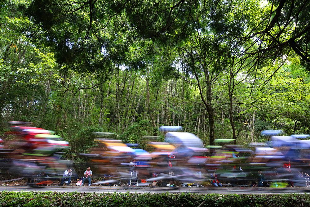 Riders flash past
