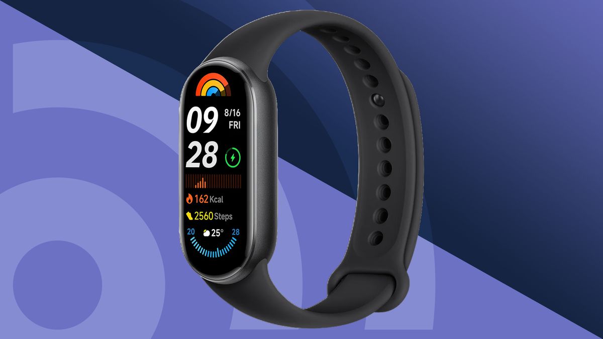 Xiaomi smart band 9 on a violet