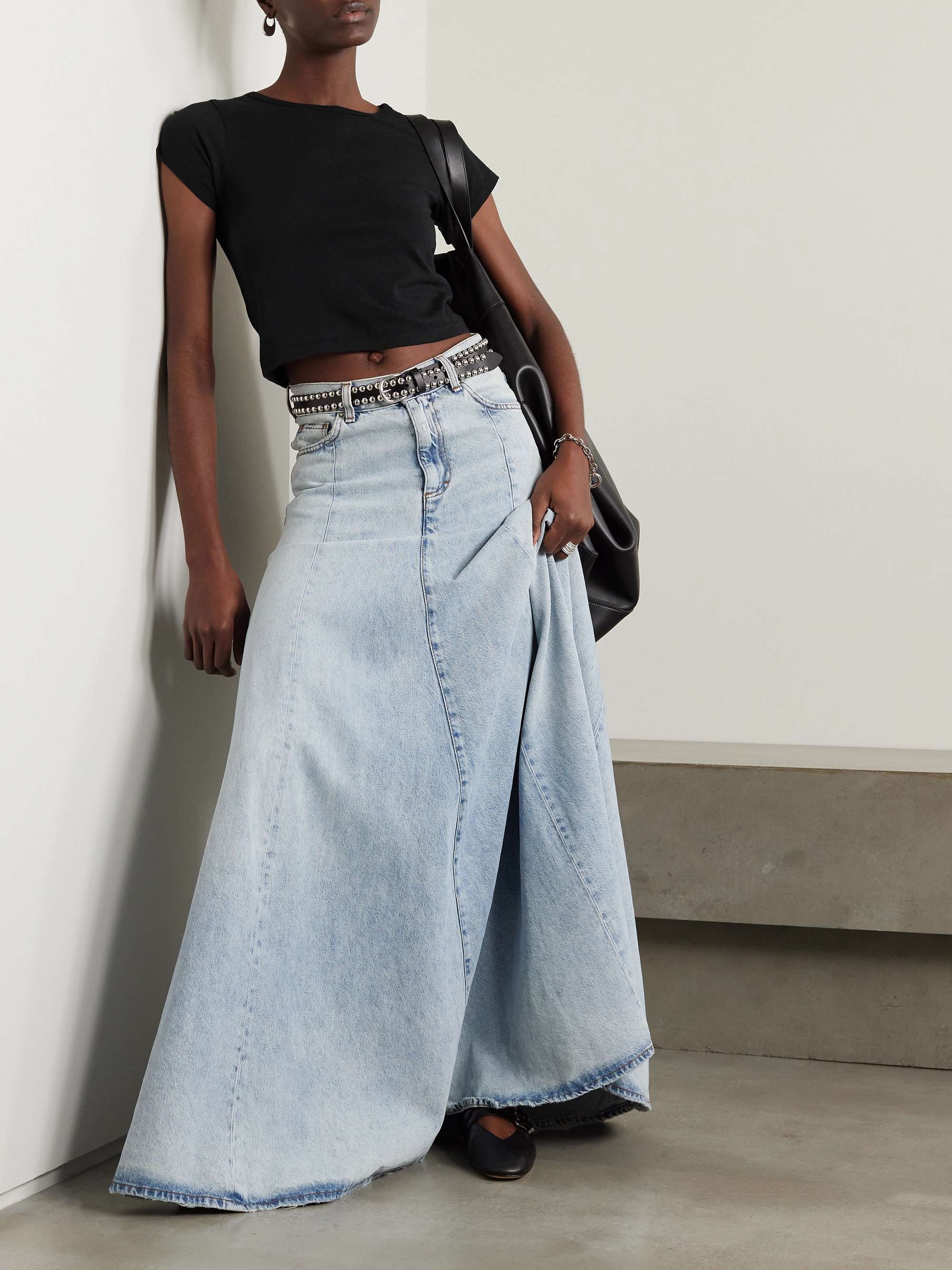 Short Sleeve Baby Tee Cropped Cotton and Modal-Blend Jersey T-Shirt